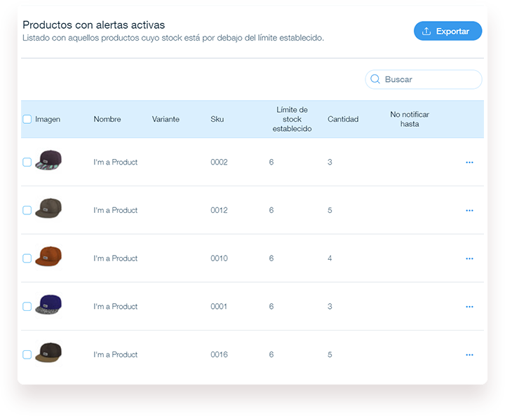 Low Stock Alerts notification settings for Wix Stores (español)